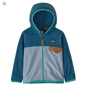 Patagonia Baby Micro D Snap-T Jacket Hoodie 6-12 Months BLUE BROWN TAN TURQUOISE